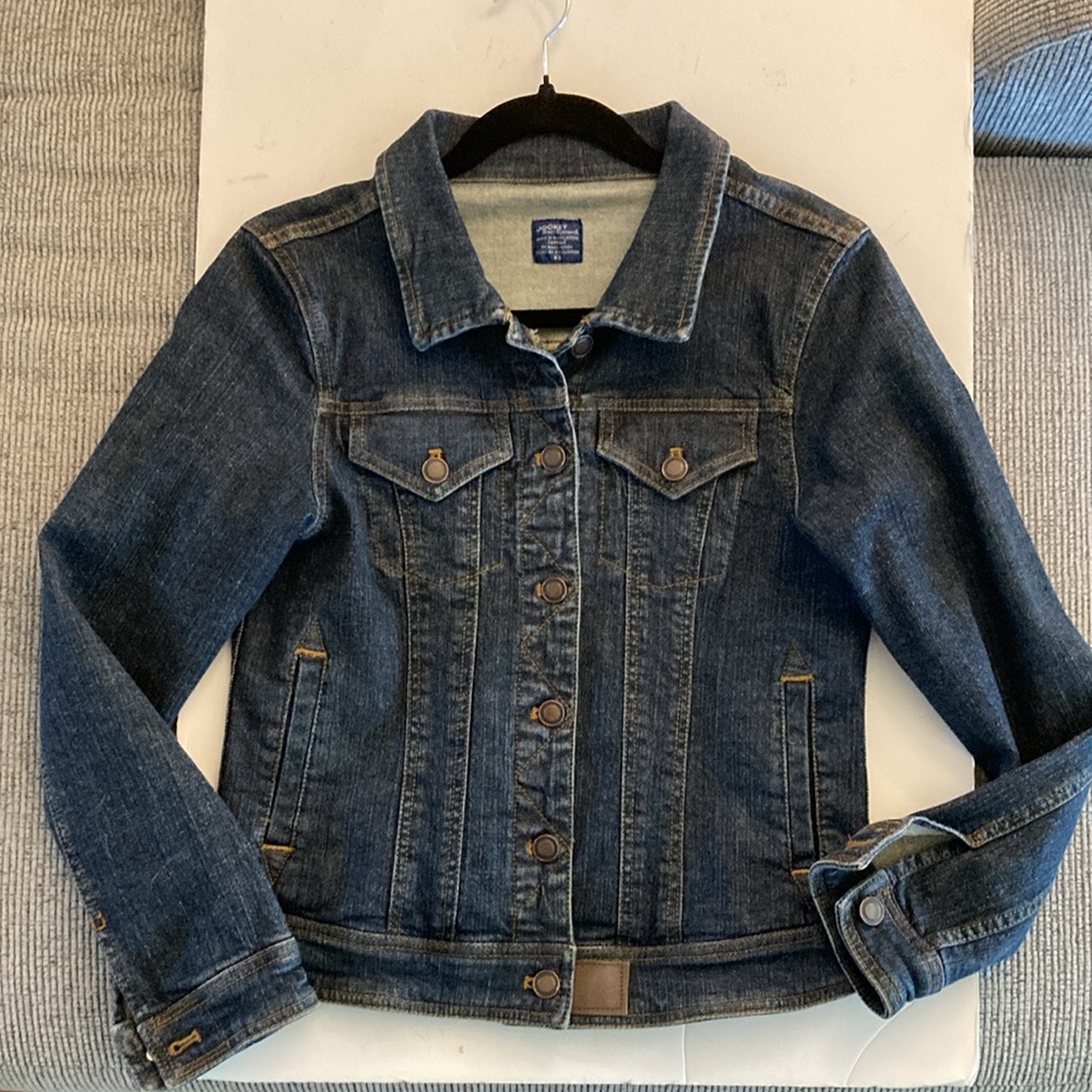 5/$15 Jockey Denim Jacket cotton spandex cool faux leather accents size XS - Picture 6 of 10
